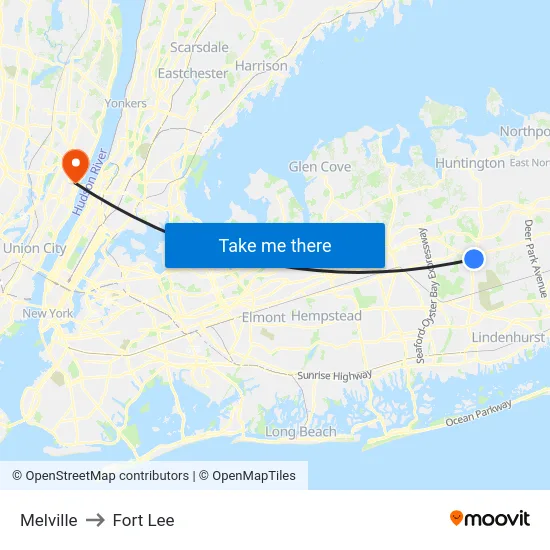 Melville to Fort Lee map