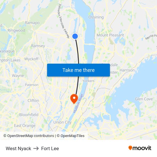 West Nyack, Ny to Fort Lee, Nj with public transportation