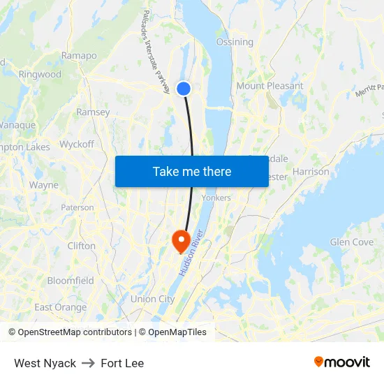 West Nyack to Fort Lee map