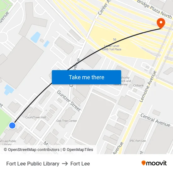 Fort Lee Public Library to Fort Lee map