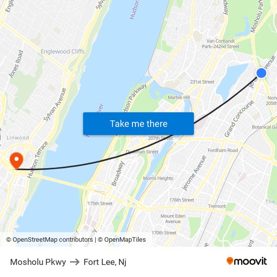 Mosholu Pkwy to Fort Lee, Nj map