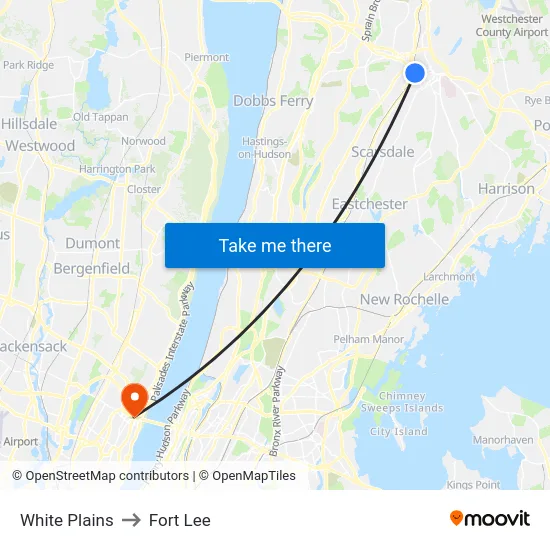 White Plains to Fort Lee map