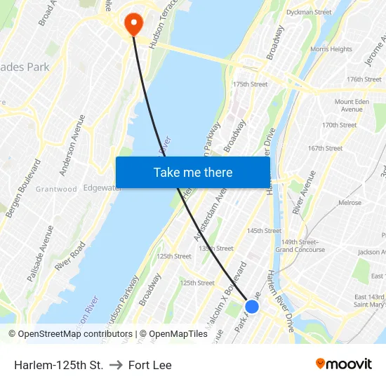 Harlem-125th St. to Fort Lee map
