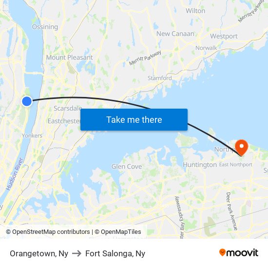 Orangetown, Ny to Fort Salonga, Ny map