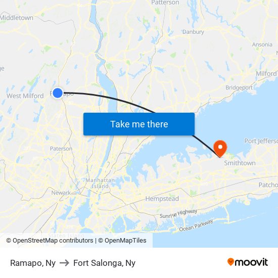 Ramapo, Ny to Fort Salonga, Ny map