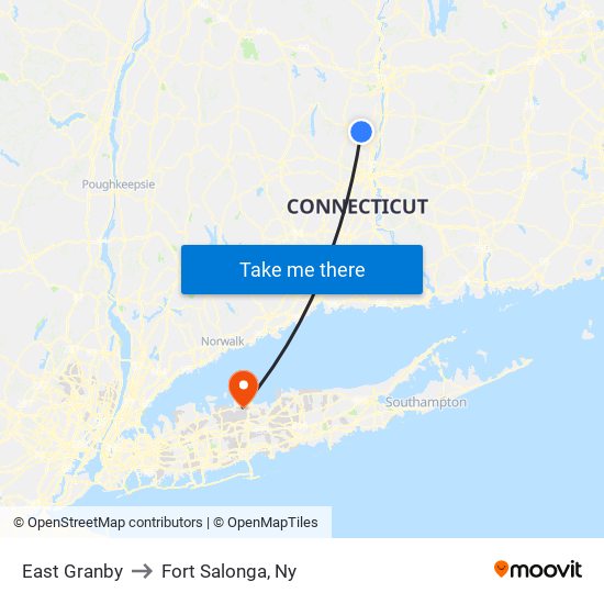 East Granby to Fort Salonga, Ny map