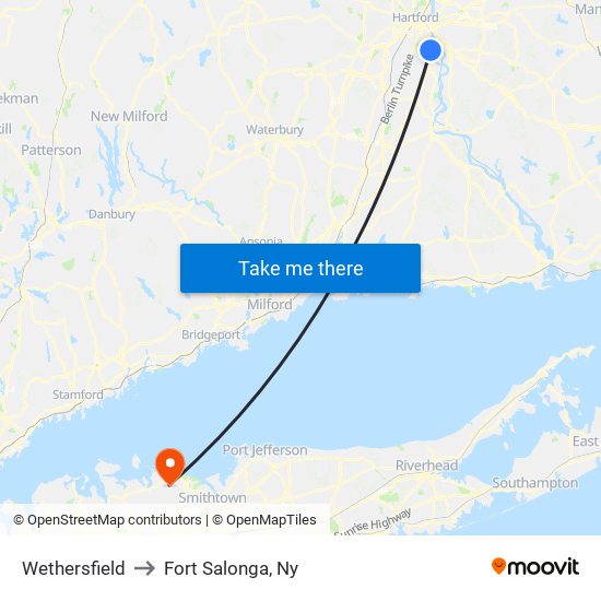 Wethersfield to Fort Salonga, Ny map