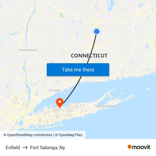 Enfield to Fort Salonga, Ny map