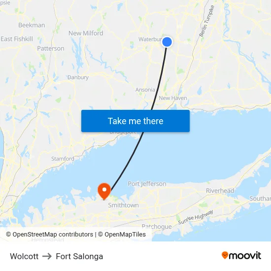 Wolcott to Fort Salonga map
