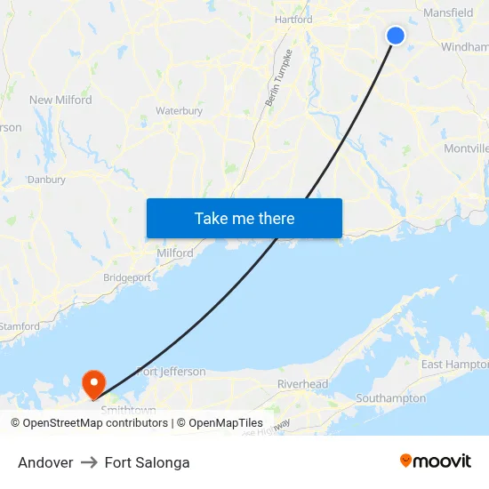 Andover to Fort Salonga map