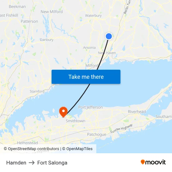 Hamden to Fort Salonga map