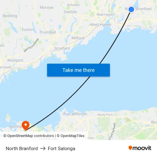 North Branford to Fort Salonga map