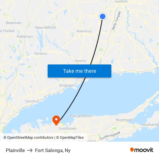 Plainville to Fort Salonga, Ny map