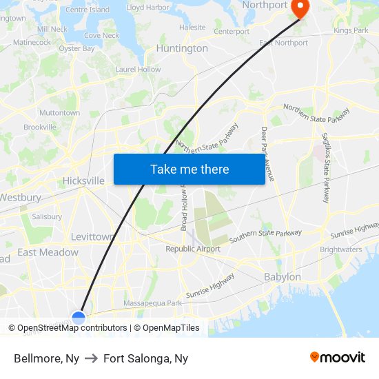 Bellmore, Ny to Fort Salonga, Ny map