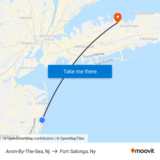 Avon-By-The-Sea, Nj to Fort Salonga, Ny map