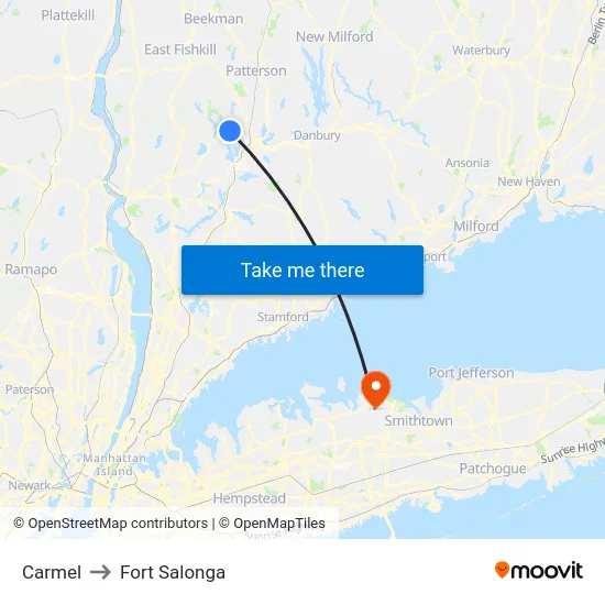 Carmel to Fort Salonga map