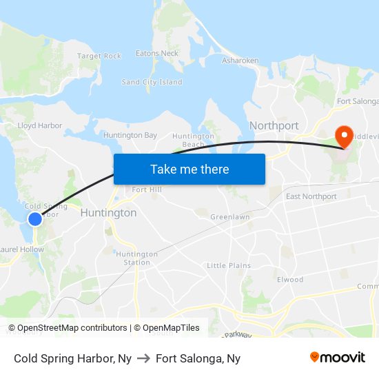 Cold Spring Harbor, Ny to Fort Salonga, Ny map