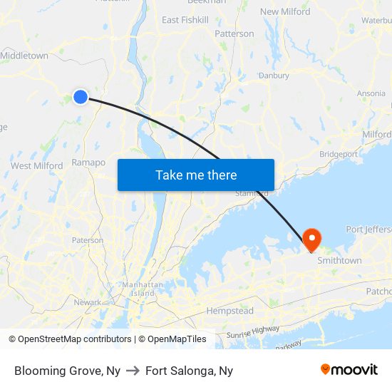 Blooming Grove, Ny to Fort Salonga, Ny map