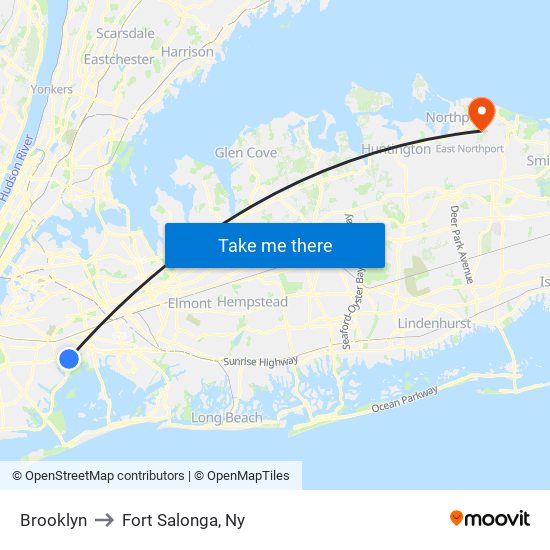 Brooklyn to Fort Salonga, Ny map