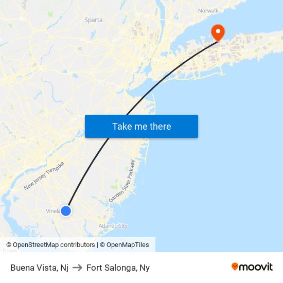 Buena Vista, Nj to Fort Salonga, Ny map