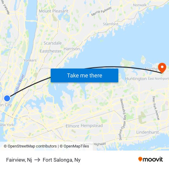 Fairview, Nj to Fort Salonga, Ny map