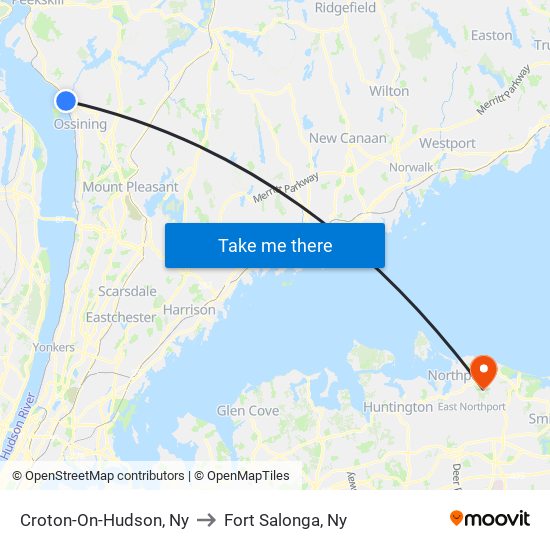 Croton-On-Hudson, Ny to Fort Salonga, Ny map