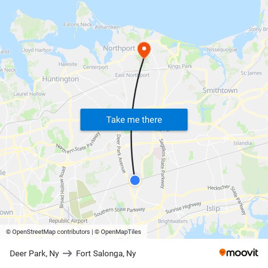 Deer Park, Ny to Fort Salonga, Ny map