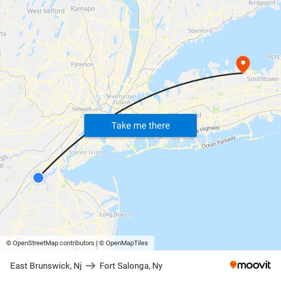 East Brunswick, Nj to Fort Salonga, Ny map