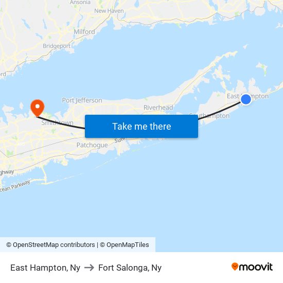East Hampton, Ny to Fort Salonga, Ny map