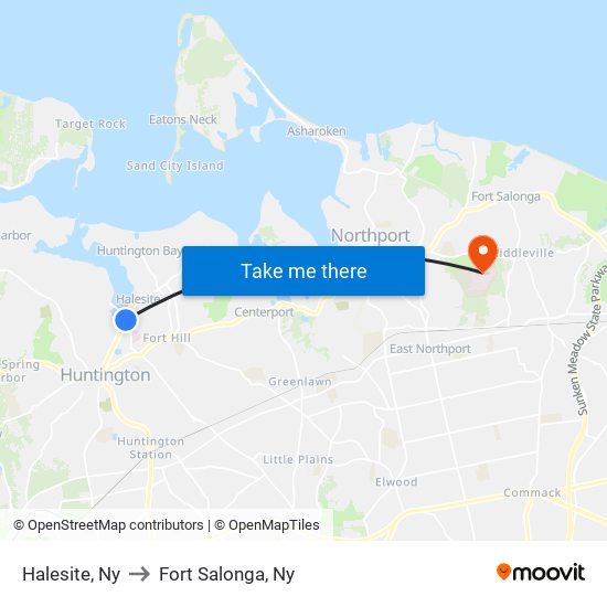Halesite, Ny to Fort Salonga, Ny map