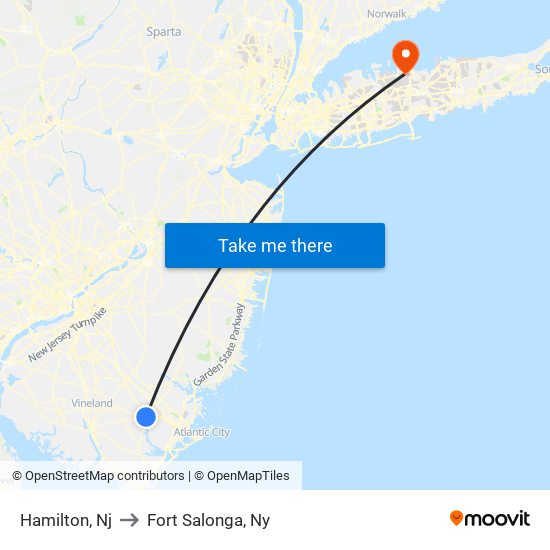 Hamilton, Nj to Fort Salonga, Ny map