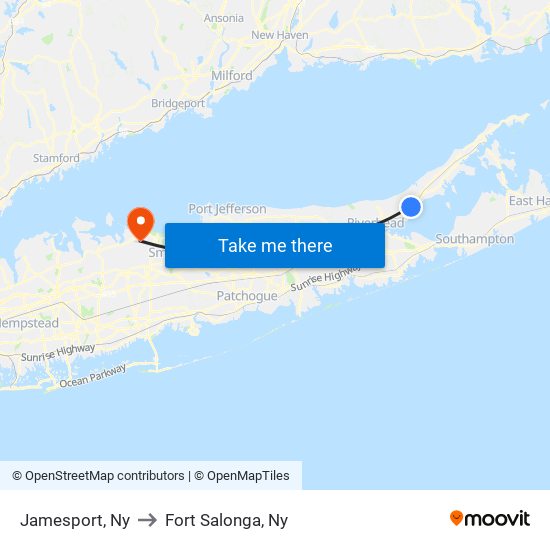 Jamesport, Ny to Fort Salonga, Ny map