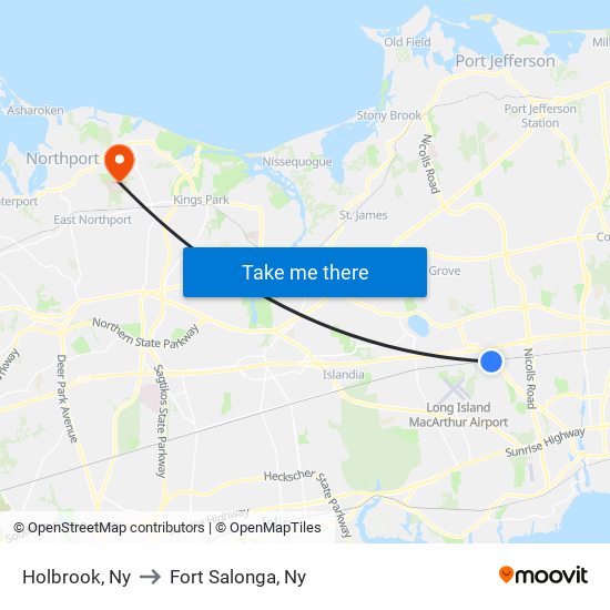 Holbrook, Ny to Fort Salonga, Ny map