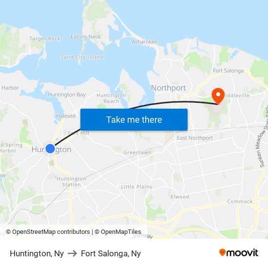 Huntington, Ny to Fort Salonga, Ny map