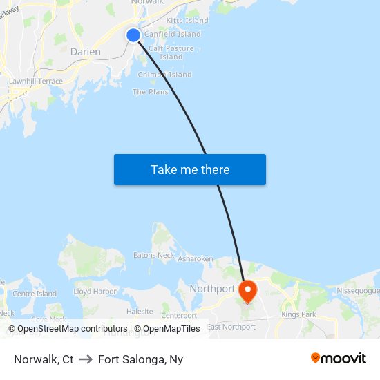 Norwalk, Ct to Fort Salonga, Ny map