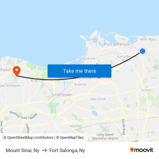 Mount Sinai, Ny to Fort Salonga, Ny map