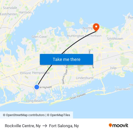 Rockville Centre, Ny to Fort Salonga, Ny map