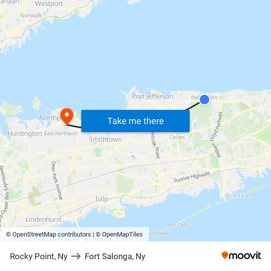 Rocky Point, Ny to Fort Salonga, Ny map