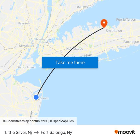 Little Silver, Nj to Fort Salonga, Ny map