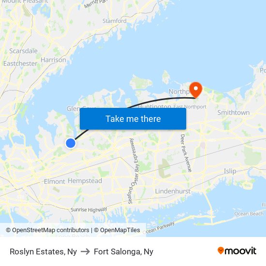 Roslyn Estates, Ny to Fort Salonga, Ny map