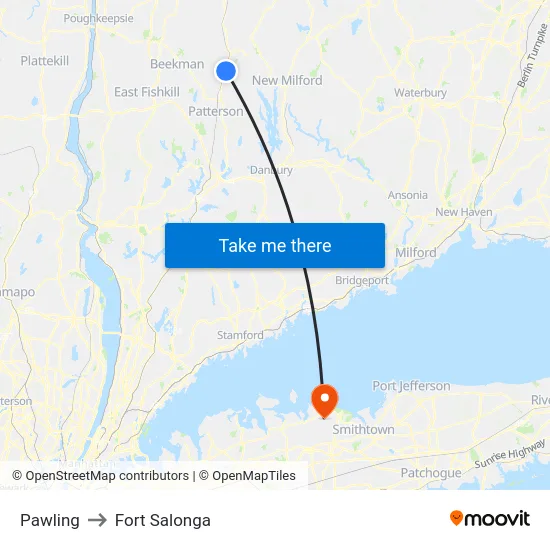 Pawling to Fort Salonga map