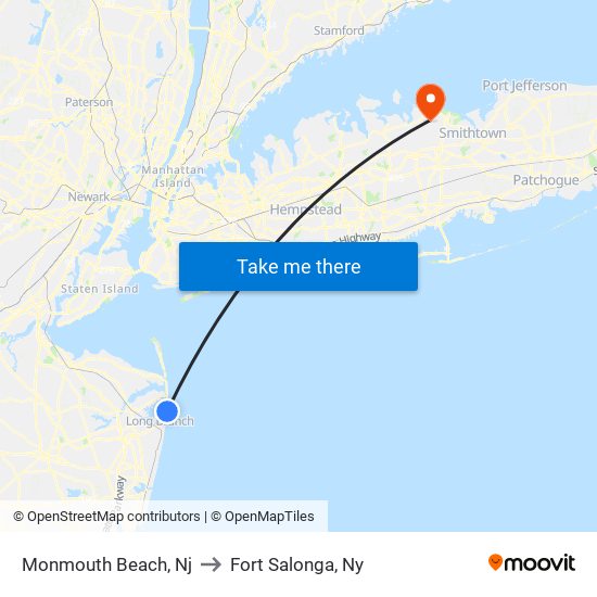 Monmouth Beach, Nj to Fort Salonga, Ny map