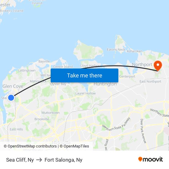 Sea Cliff, Ny to Fort Salonga, Ny map