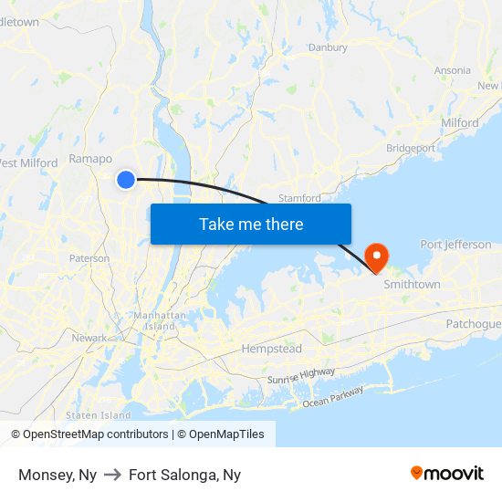 Monsey, Ny to Fort Salonga, Ny map