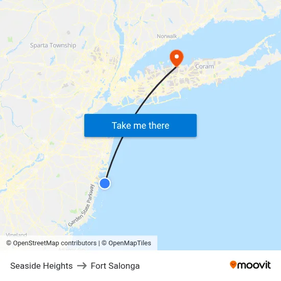 Seaside Heights to Fort Salonga map