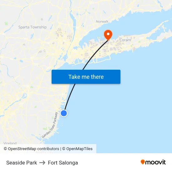 Seaside Park to Fort Salonga map