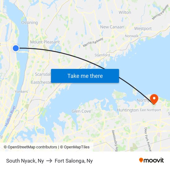South Nyack, Ny to Fort Salonga, Ny map