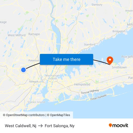 West Caldwell, Nj to Fort Salonga, Ny map