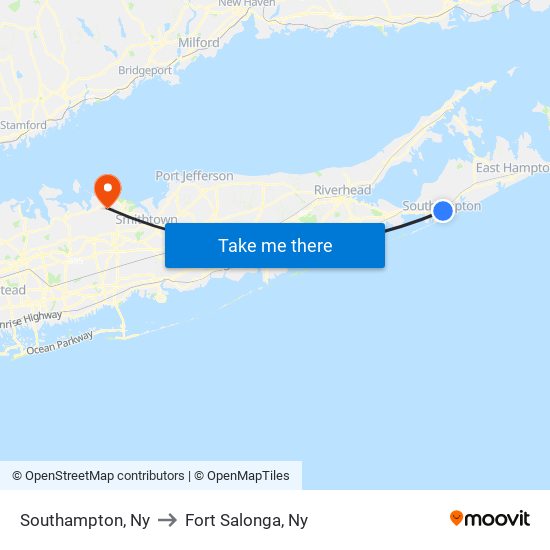 Southampton, Ny to Fort Salonga, Ny map