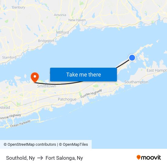 Southold, Ny to Fort Salonga, Ny map